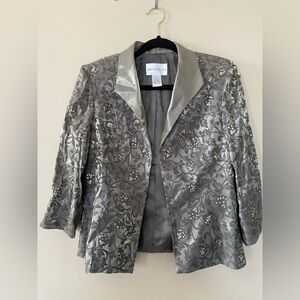 David's Bridal Silver Floral Blazer